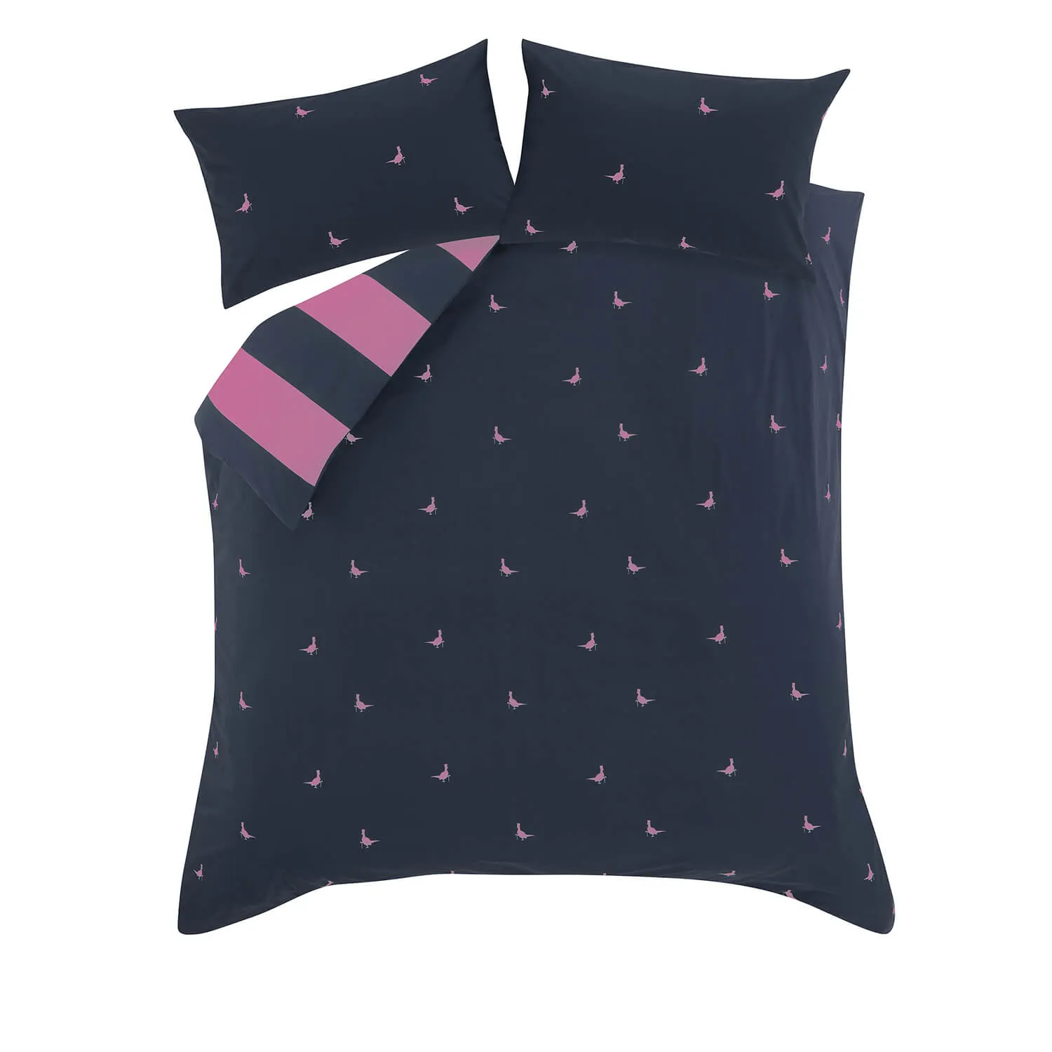 Heritage Stripe Duvet Set - Navy & Pink