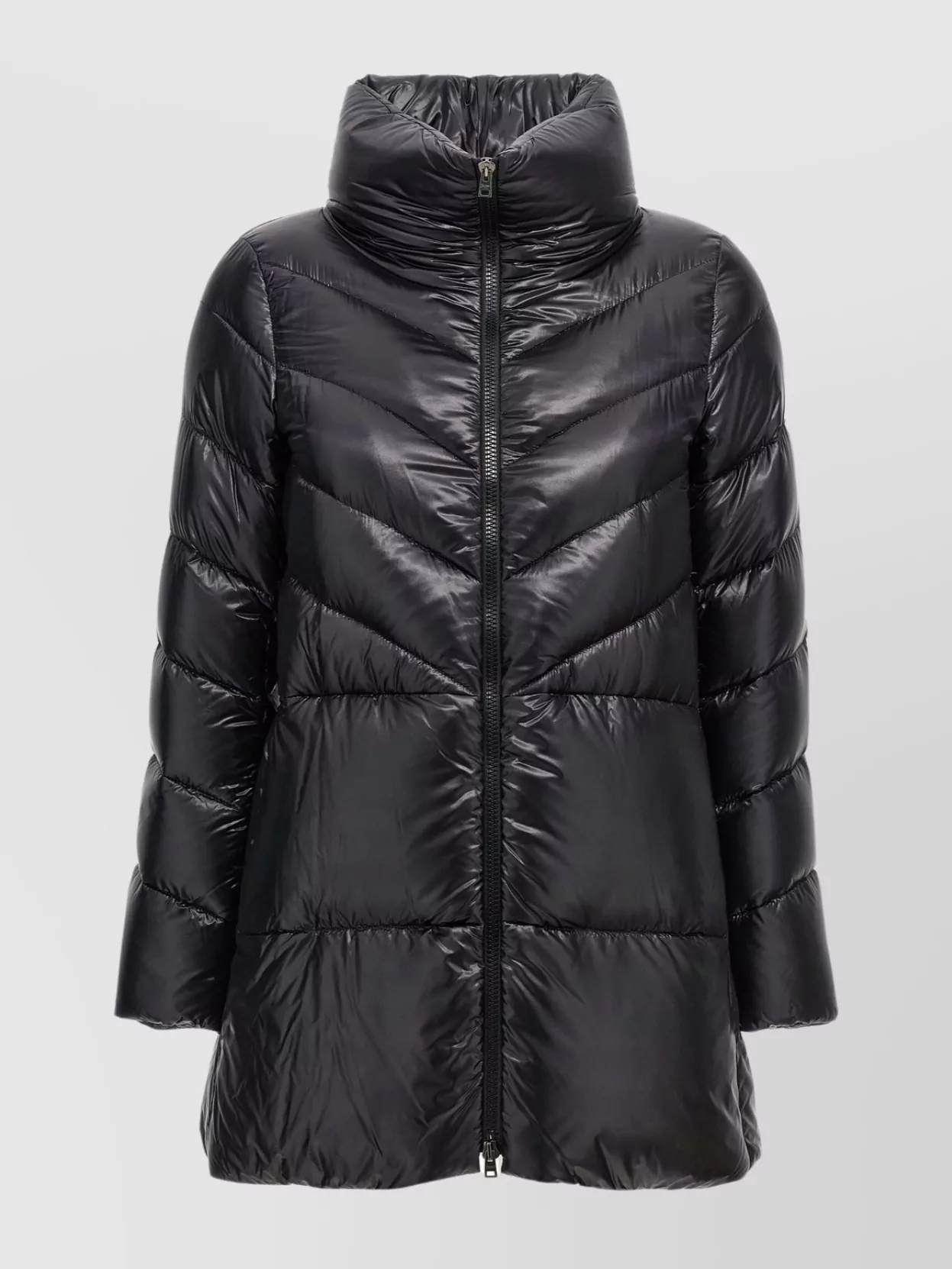 Herno   'chevron' quilted long down jacket