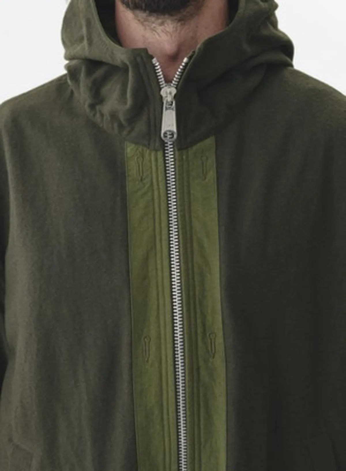 High Density Twill Reversible Hooded Coat - Olive