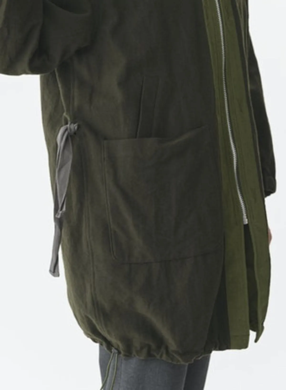 High Density Twill Reversible Hooded Coat - Olive