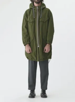 High Density Twill Reversible Hooded Coat - Olive