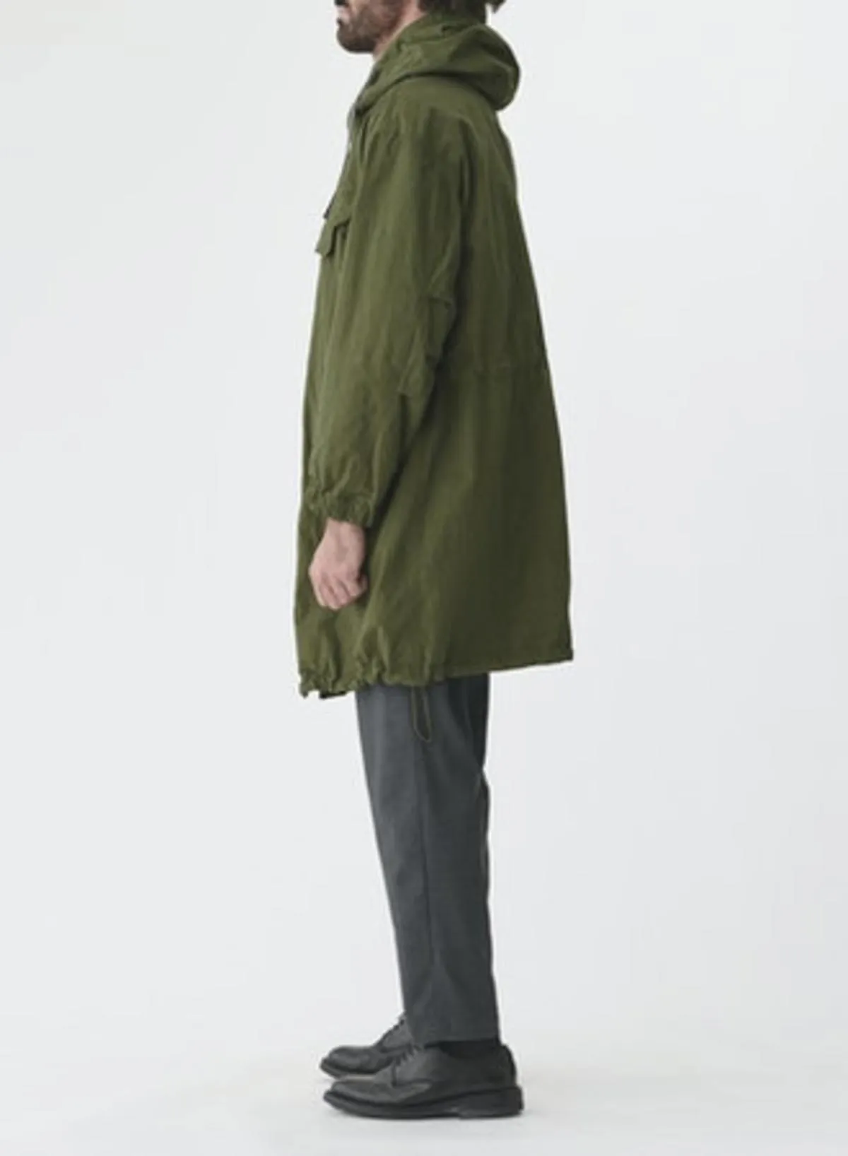 High Density Twill Reversible Hooded Coat - Olive