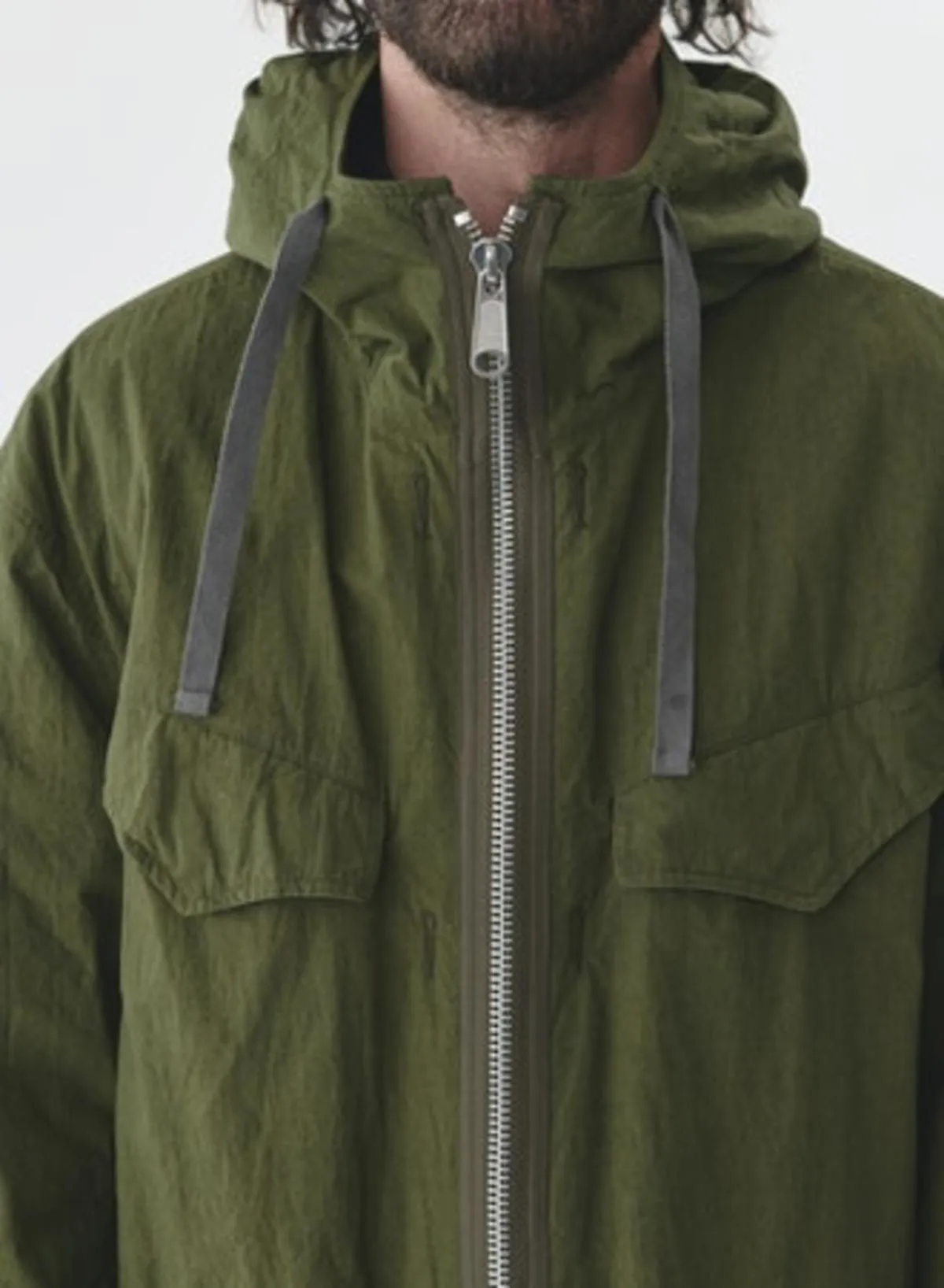 High Density Twill Reversible Hooded Coat - Olive