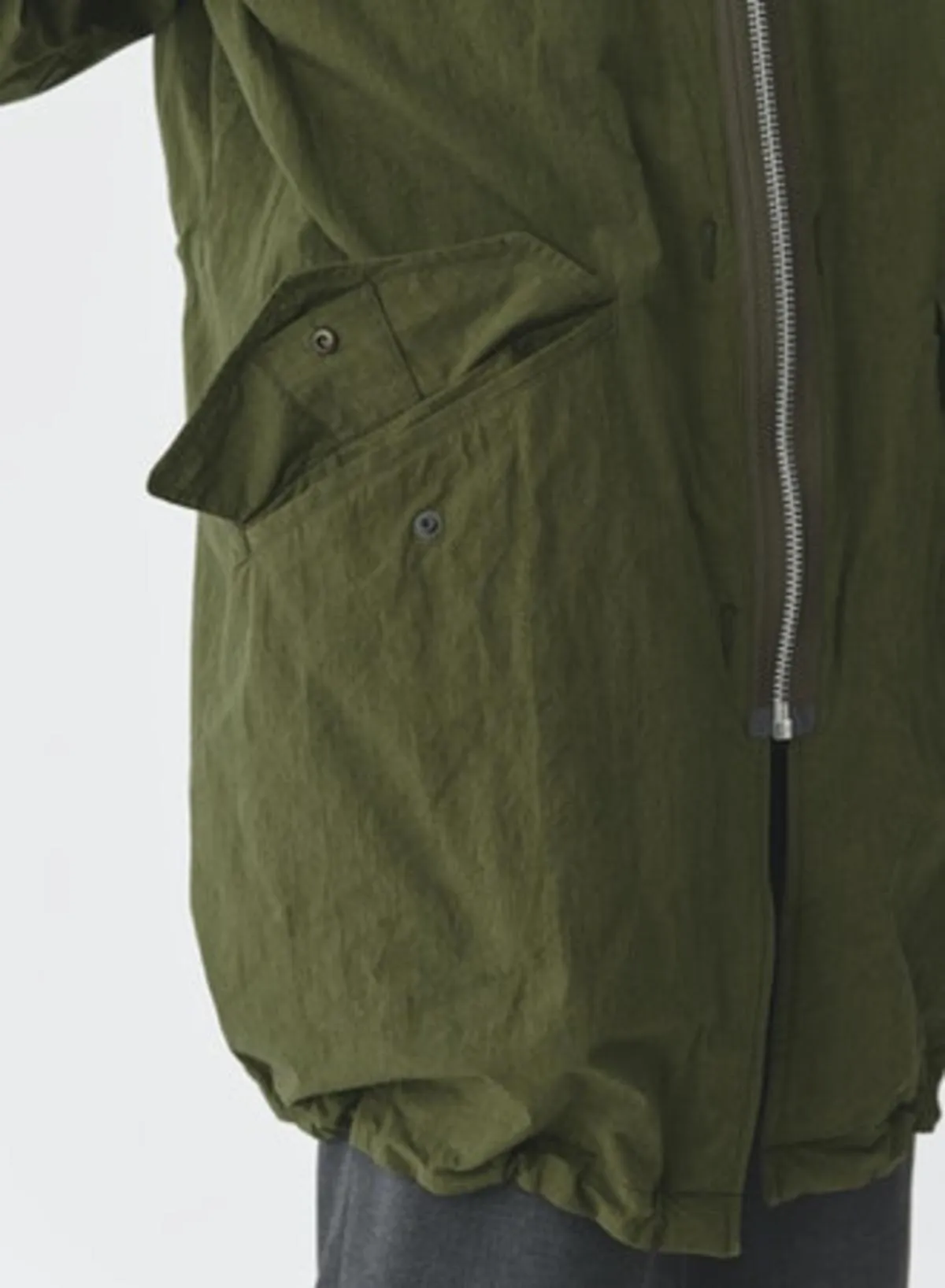 High Density Twill Reversible Hooded Coat - Olive