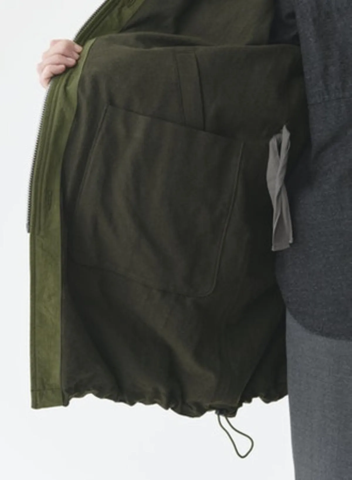 High Density Twill Reversible Hooded Coat - Olive