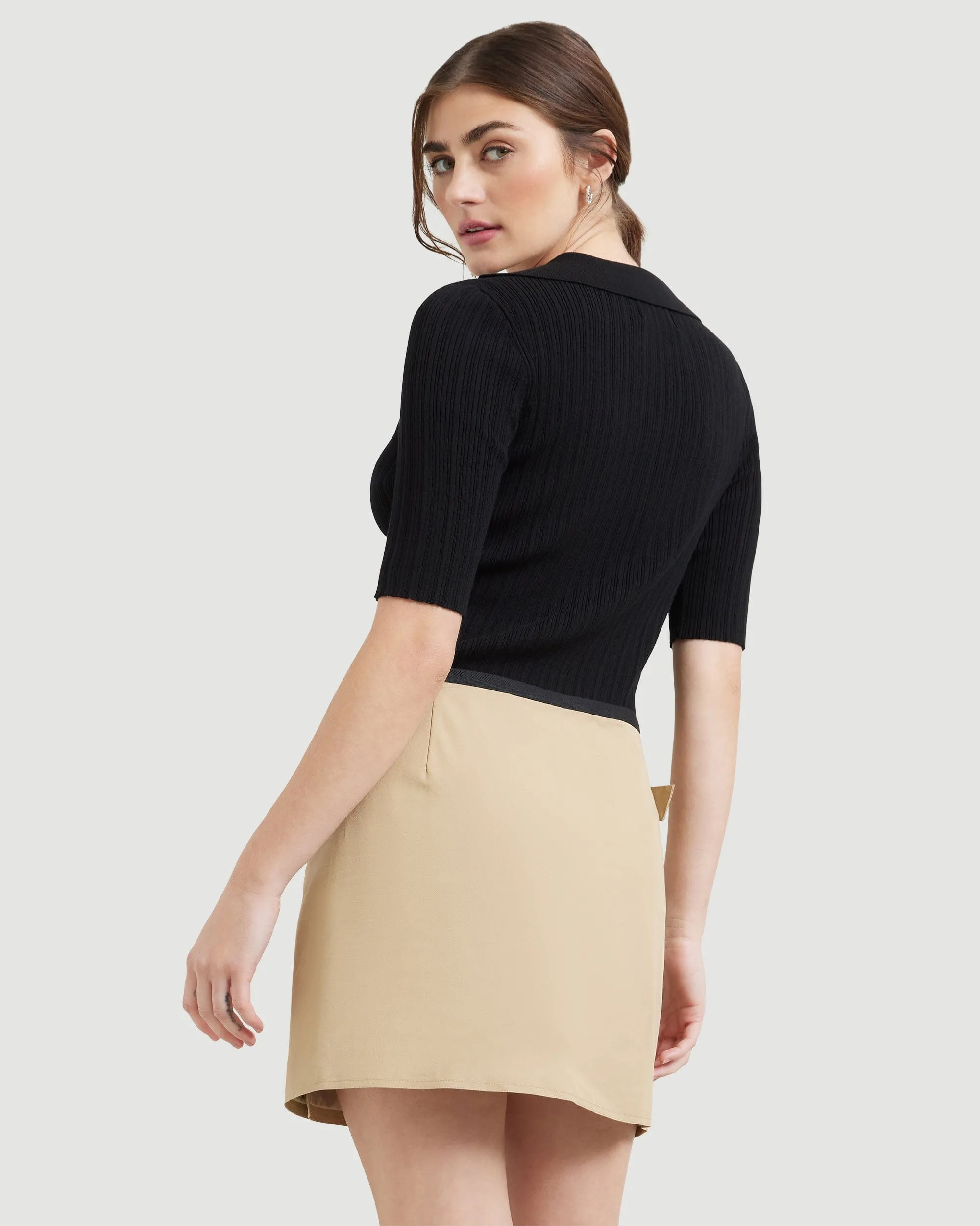 Hunter Collared Short-Sleeve Sweater | Black