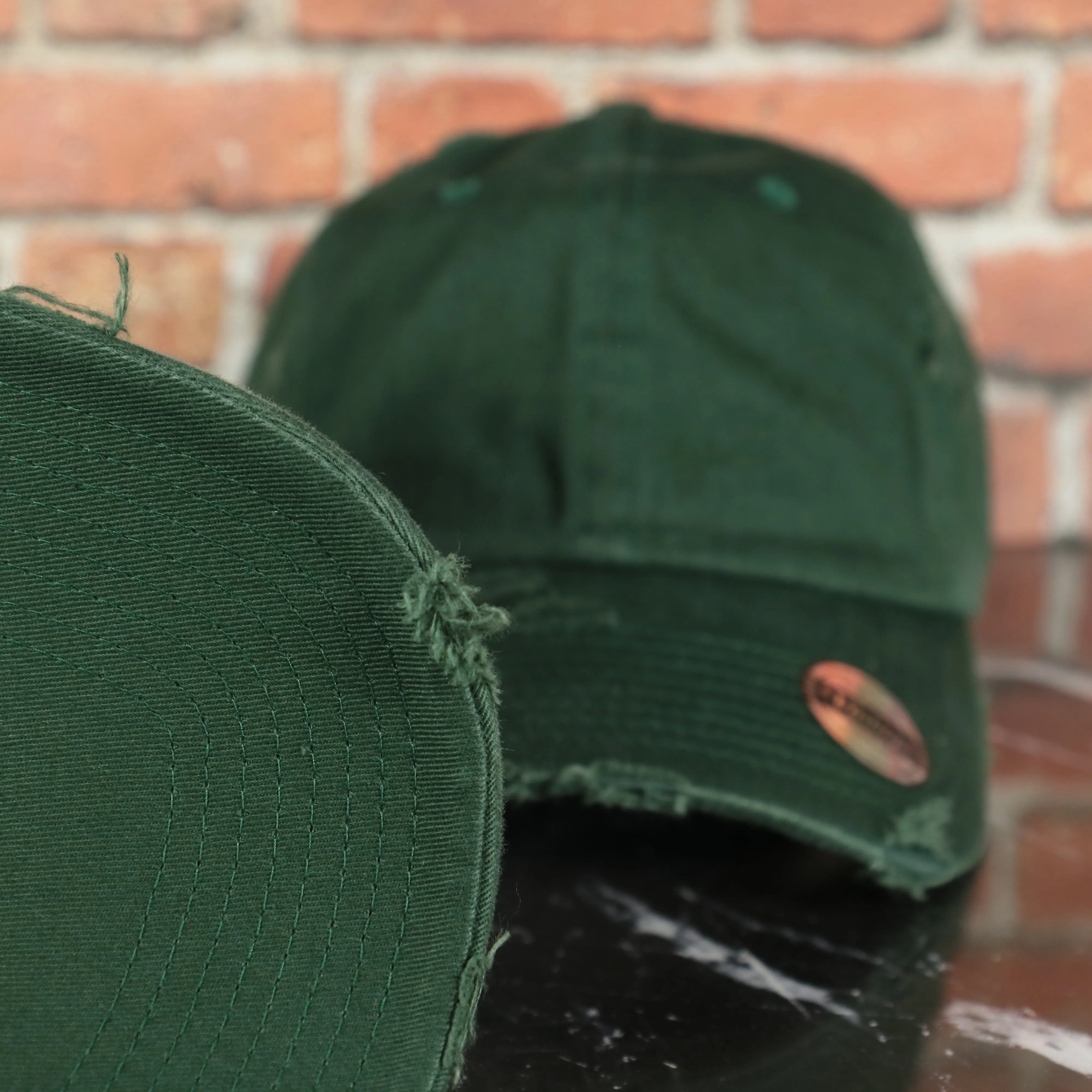 Hunter Green Blank Distressed Dad Hat