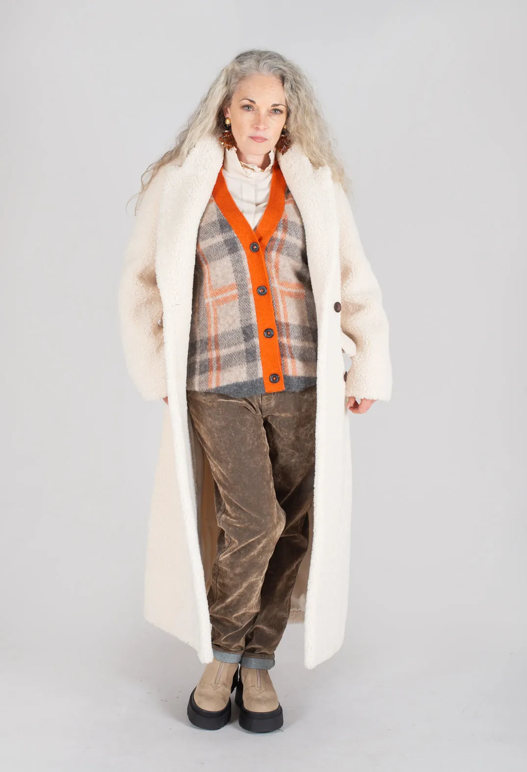 Ingrid Cardigan in Orange and Beige