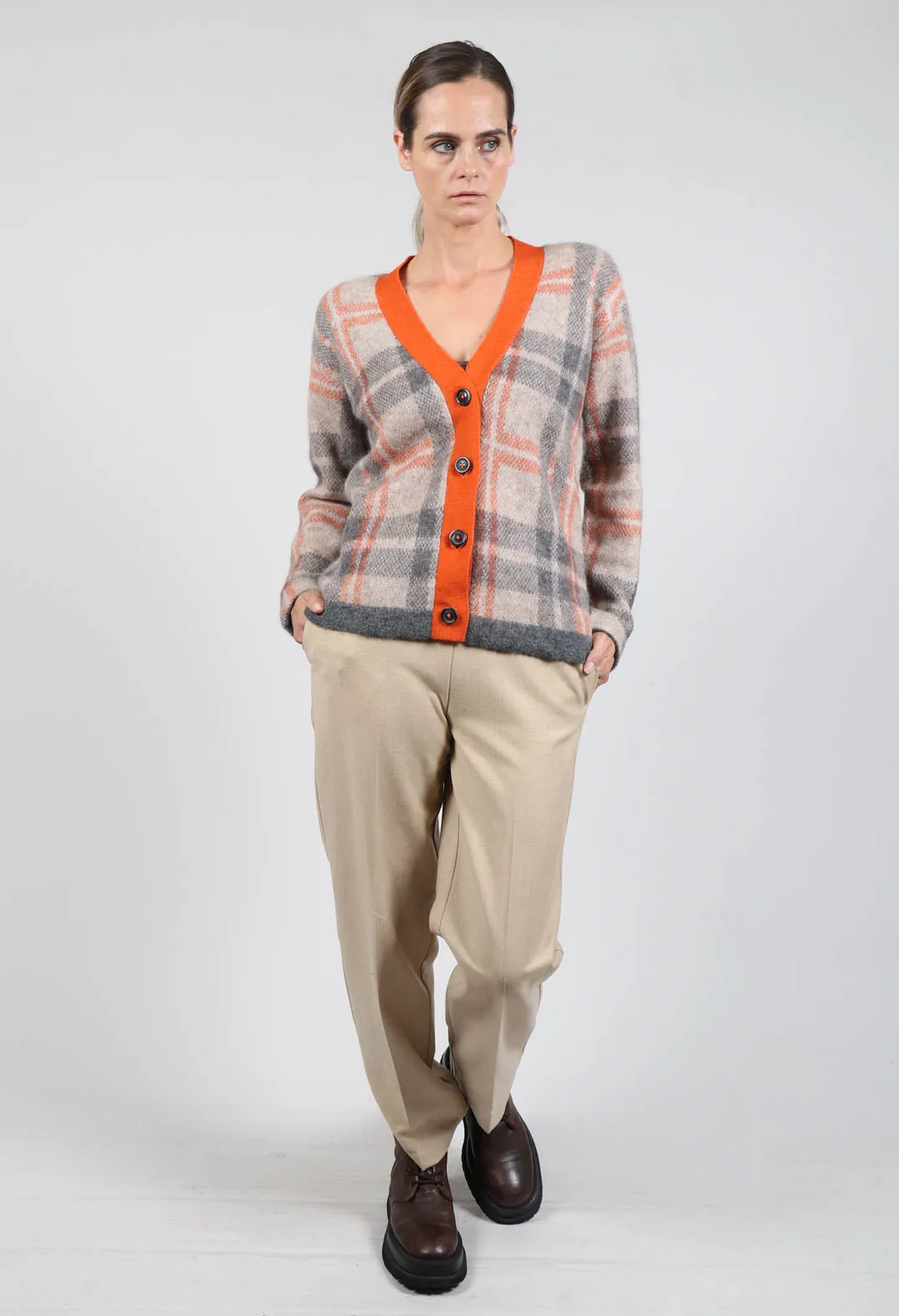 Ingrid Cardigan in Orange and Beige