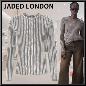 JADED LONDON  |Unisex Long Sleeves Plain Cotton Sweaters