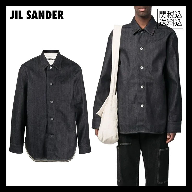 Jil Sander  |Denim Long Sleeves Plain Designers Shirts