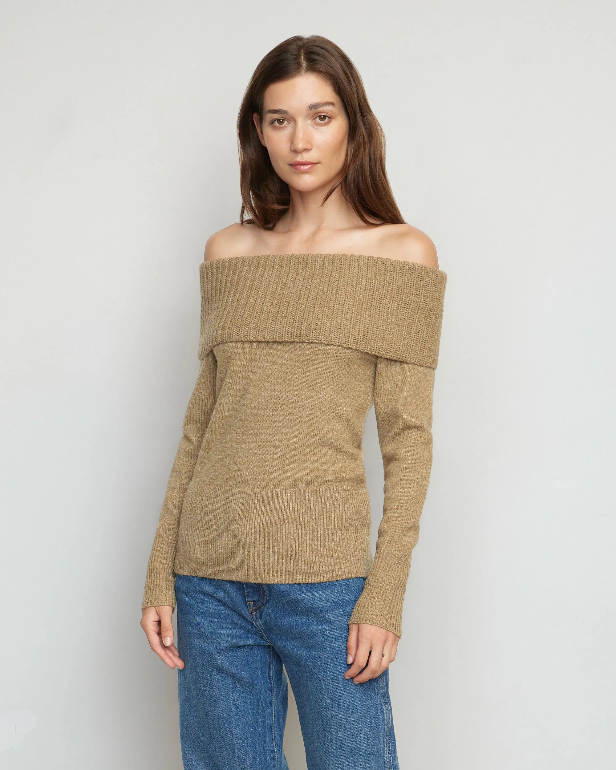 Kiana Ribbed Off-Shoulder Sweater | Walnut