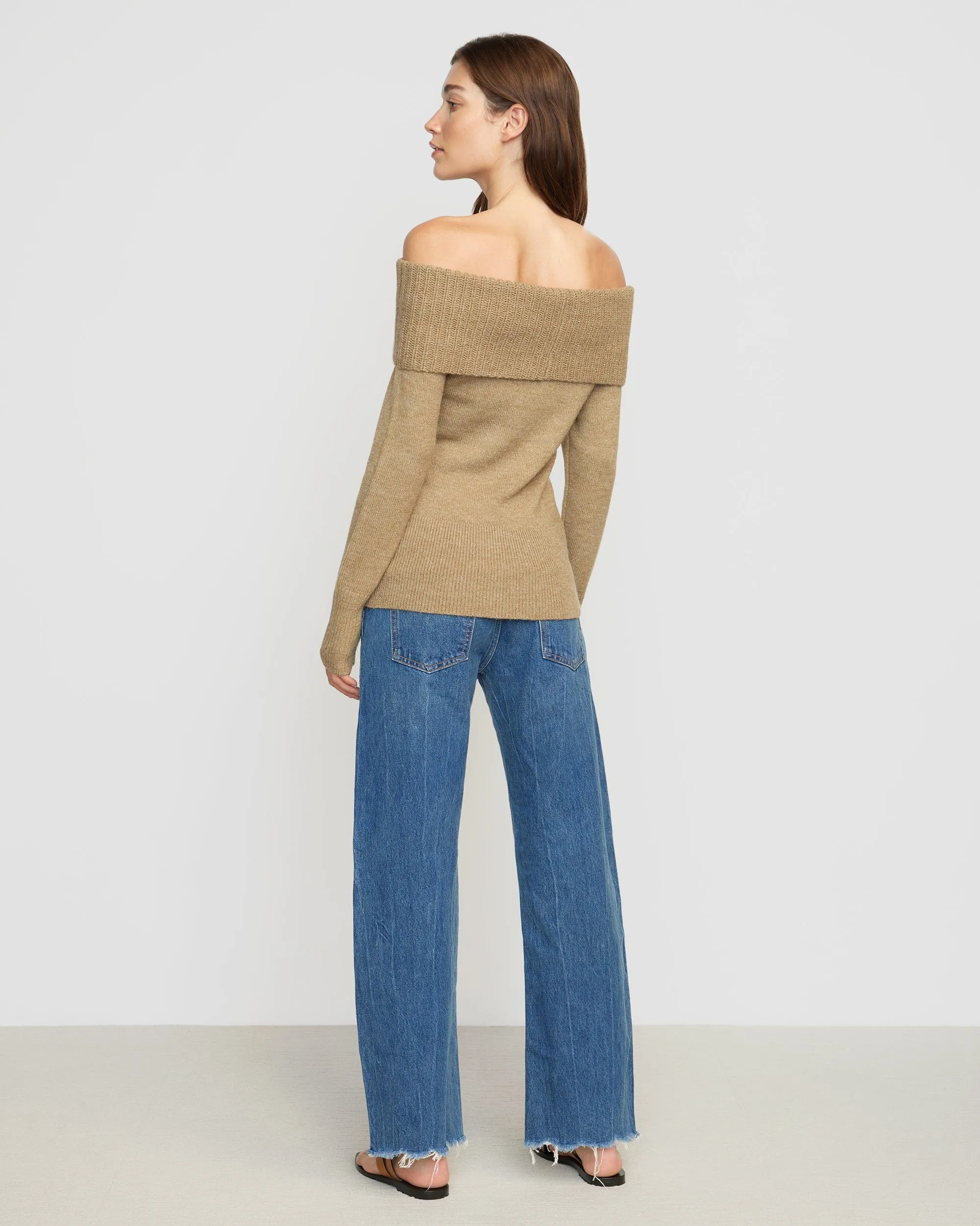 Kiana Ribbed Off-Shoulder Sweater | Walnut