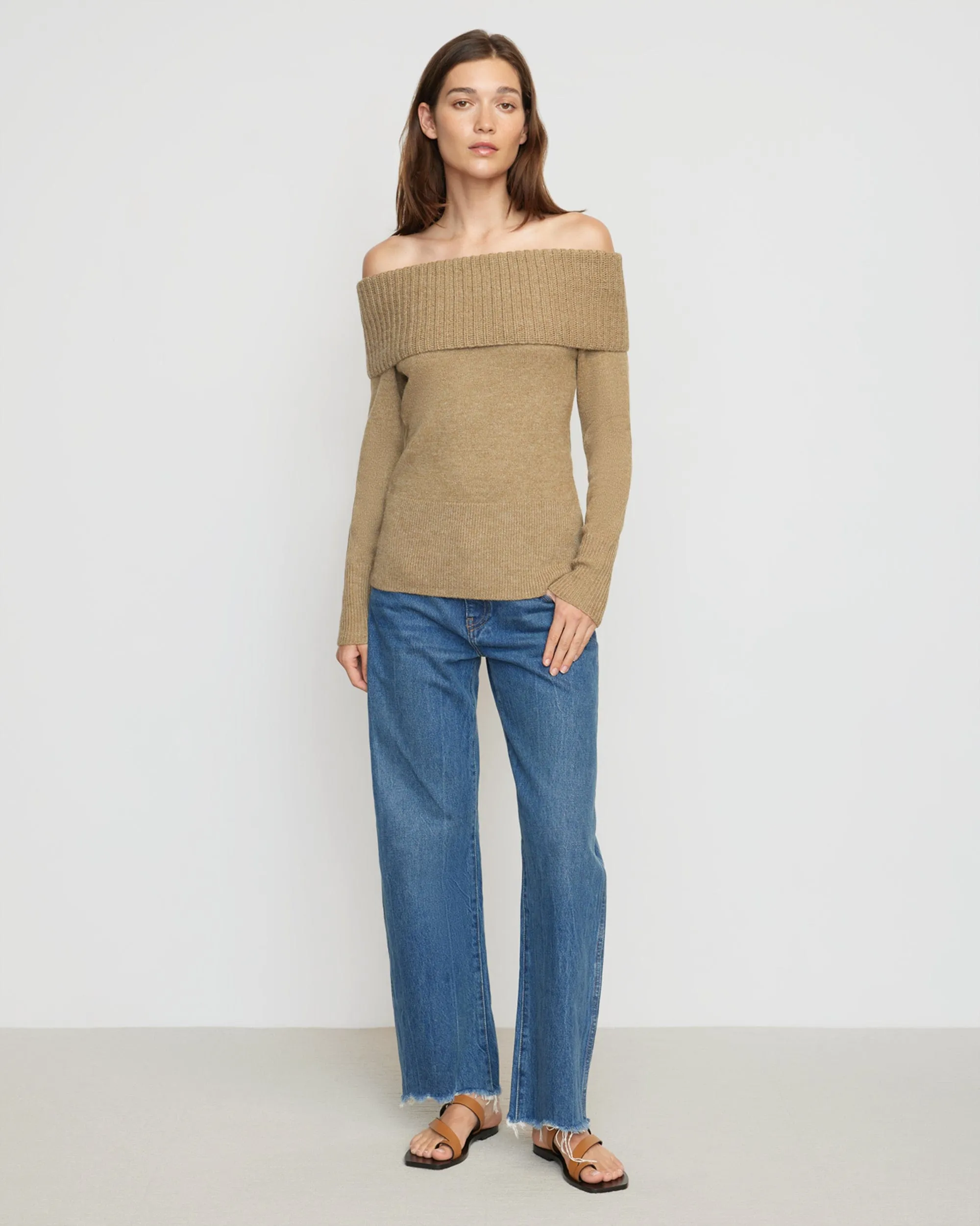 Kiana Ribbed Off-Shoulder Sweater | Walnut