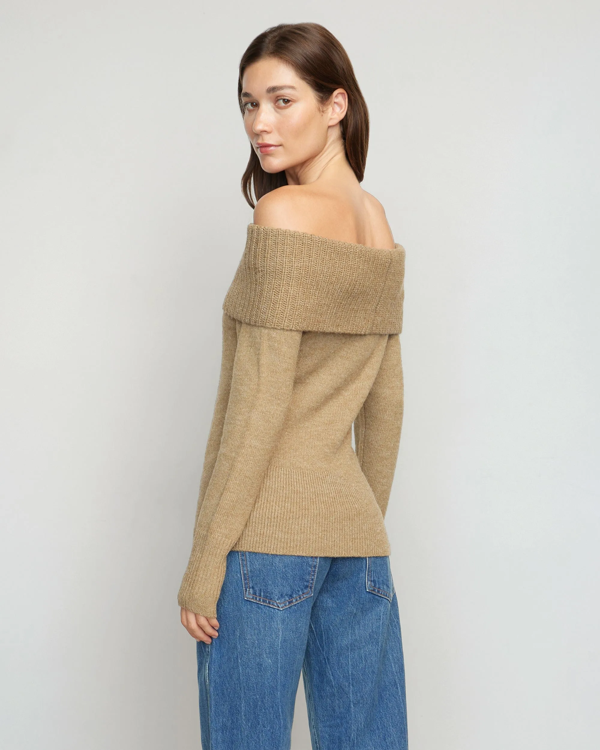 Kiana Ribbed Off-Shoulder Sweater | Walnut