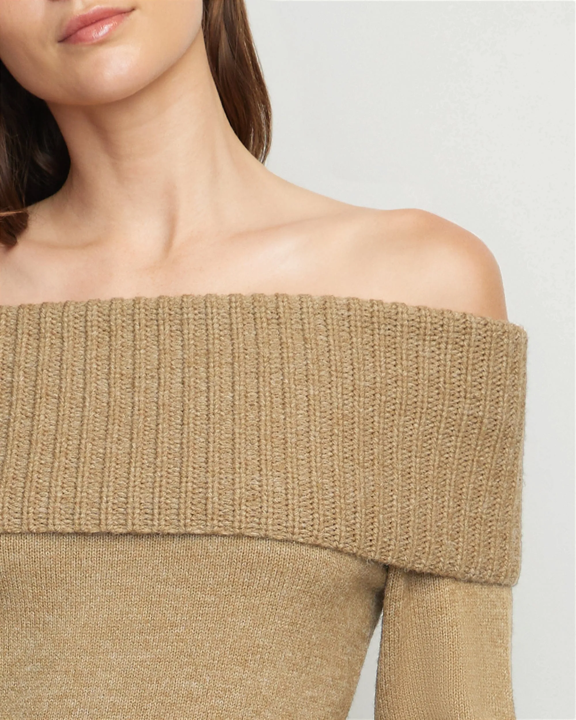 Kiana Ribbed Off-Shoulder Sweater | Walnut