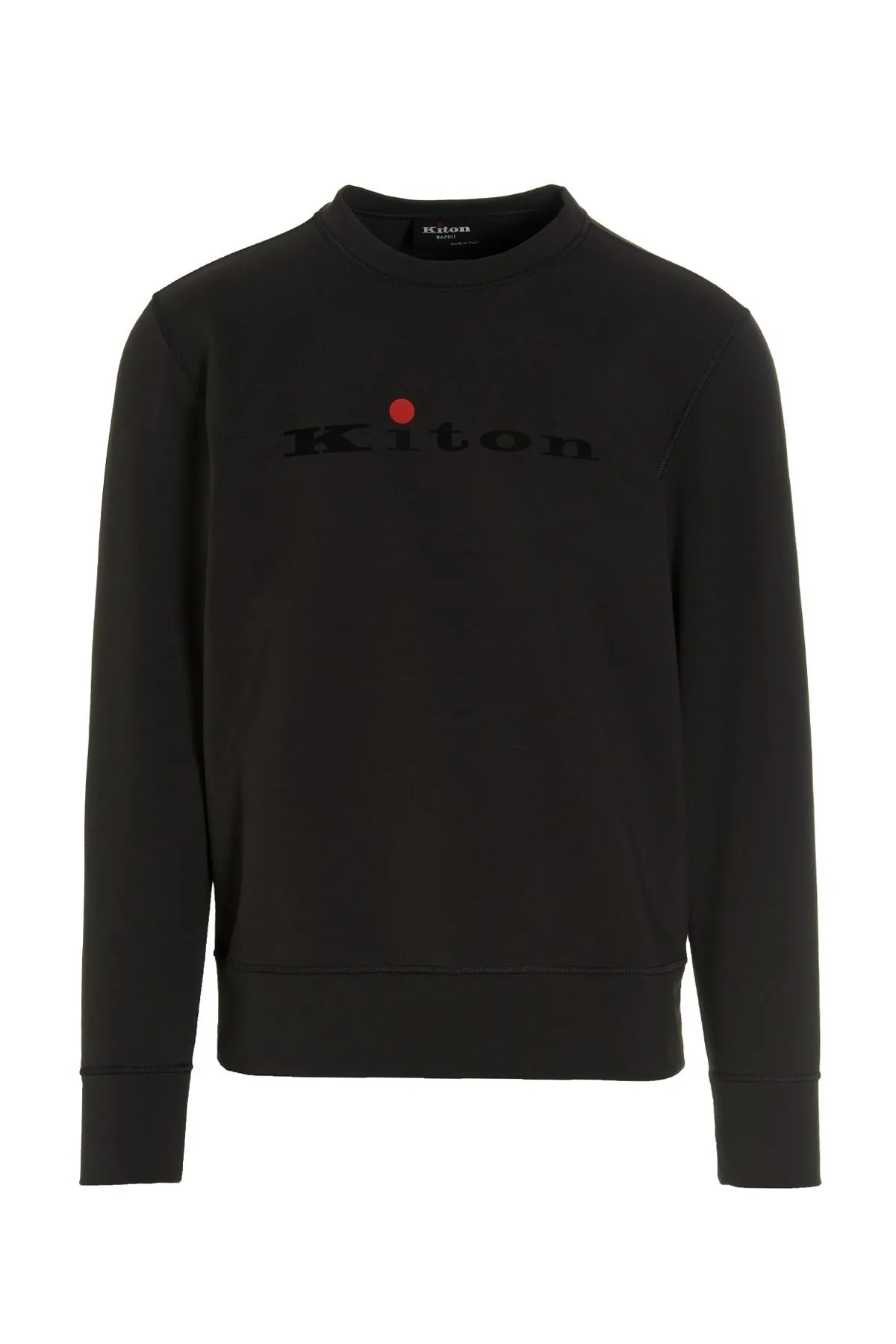 Kiton  |Crew Neck Long Sleeves Cotton Logo Sweatshirts