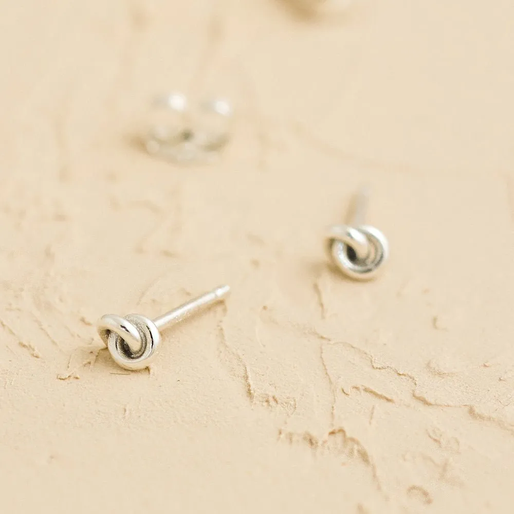 Knot Stud Earrings - 14k White Gold