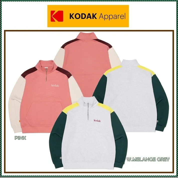 KODAK  |Unisex Street Style Long Sleeves Plain Logo Sweatshirts