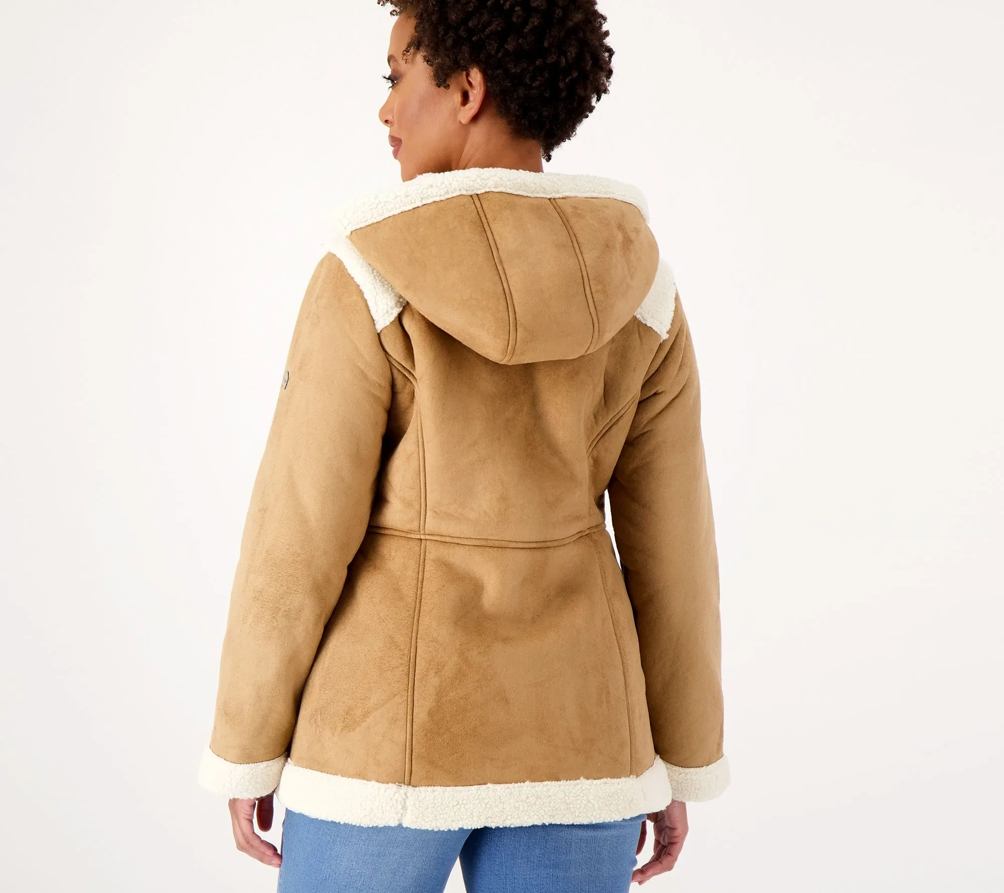 Koolaburra by Ugg Faux Suede Hooded Coat w/ Sherpa Trims