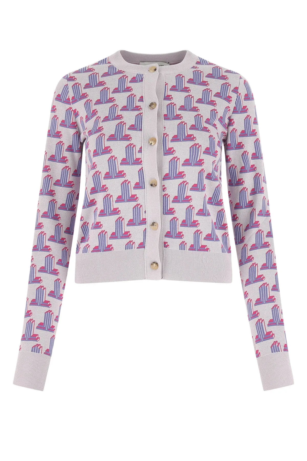 Lanvin Pattern-Intarsia Crewneck Buttoned Cardigan