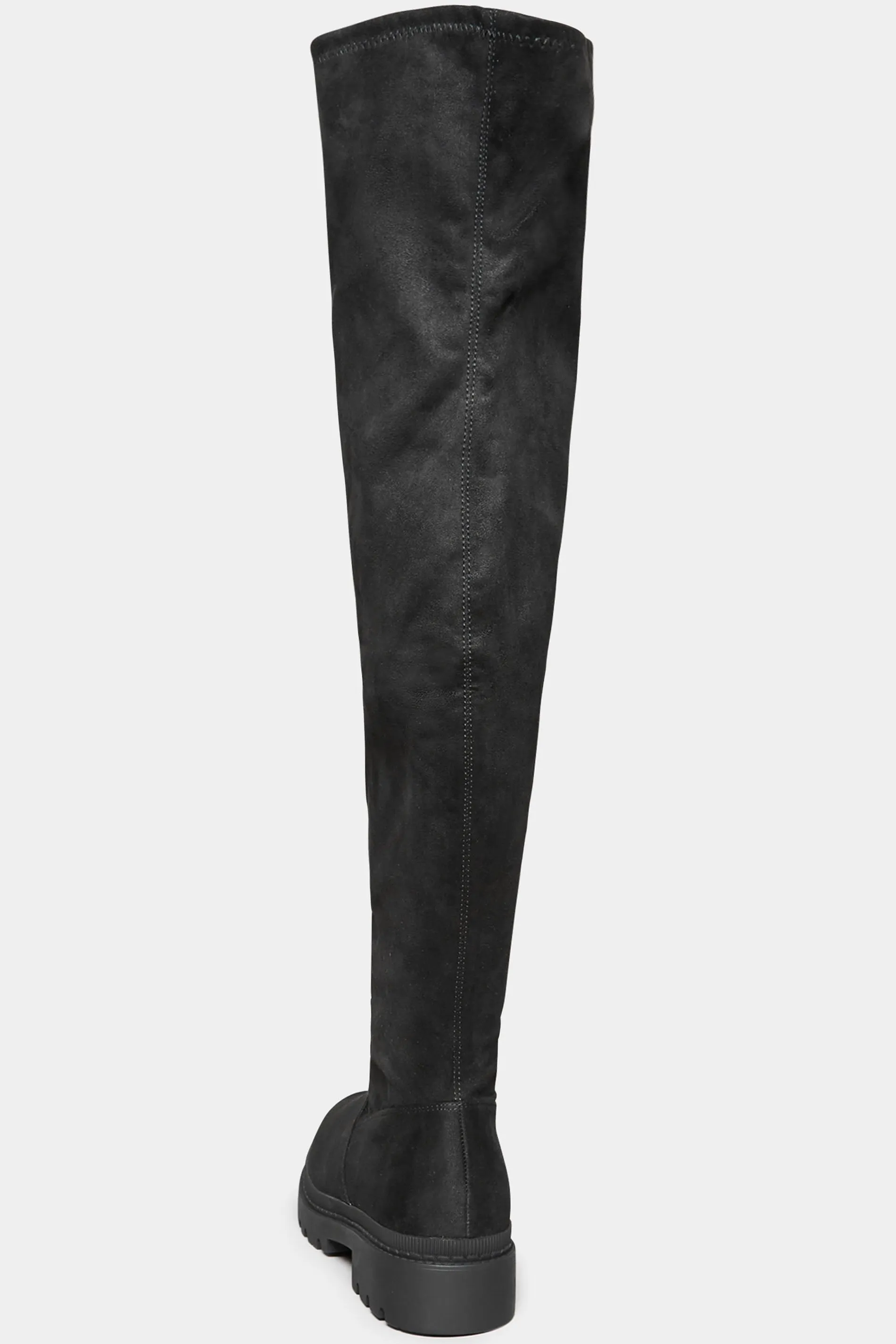 LIMITED COLLECTION Black Suede Over The Knee Chunky Boots In Wide E Fit & Extra Wide EEE Fit