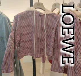 LOEWE  |Cropped hooded shirt in striped cotton