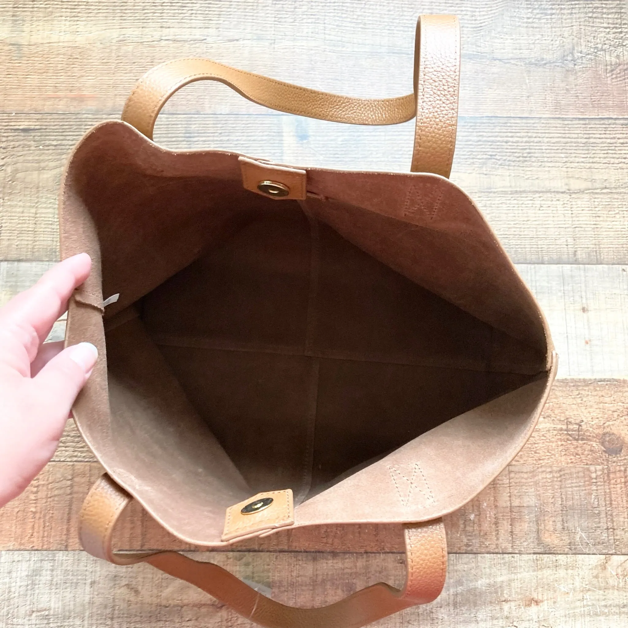 LOFT Cognac Leather Magnetic Closure Tote Bag NWT (sold out online)