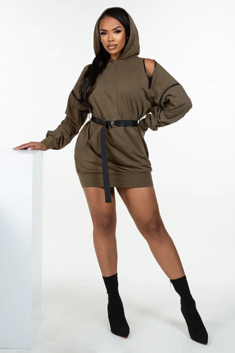 Long Sleeve Hooded Mini Dress