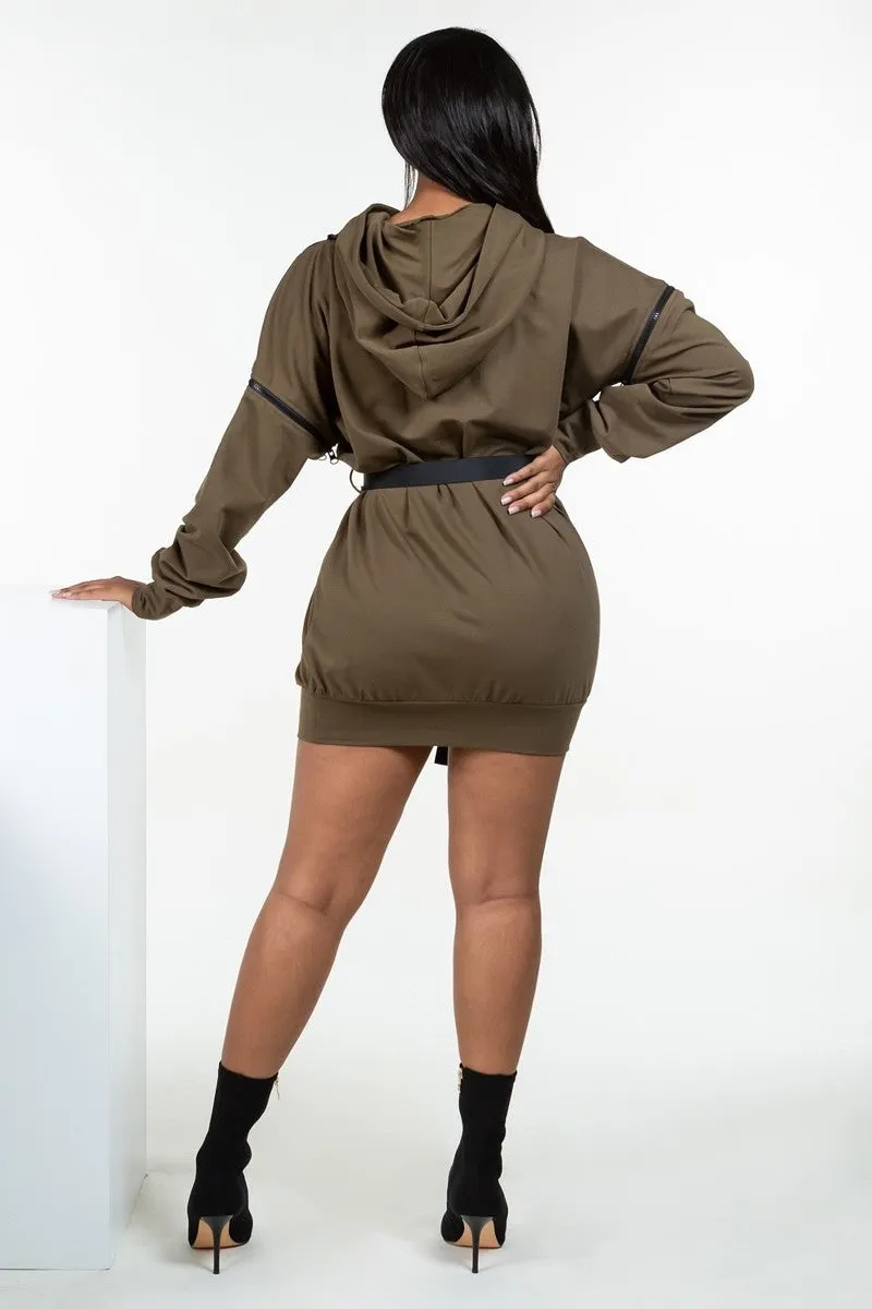 Long Sleeve Hooded Mini Dress