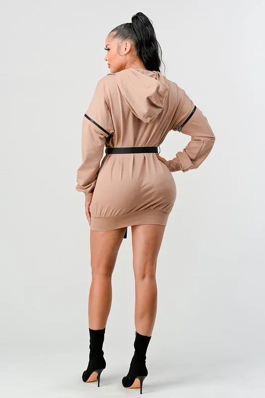 Long Sleeve Hooded Mini Dress