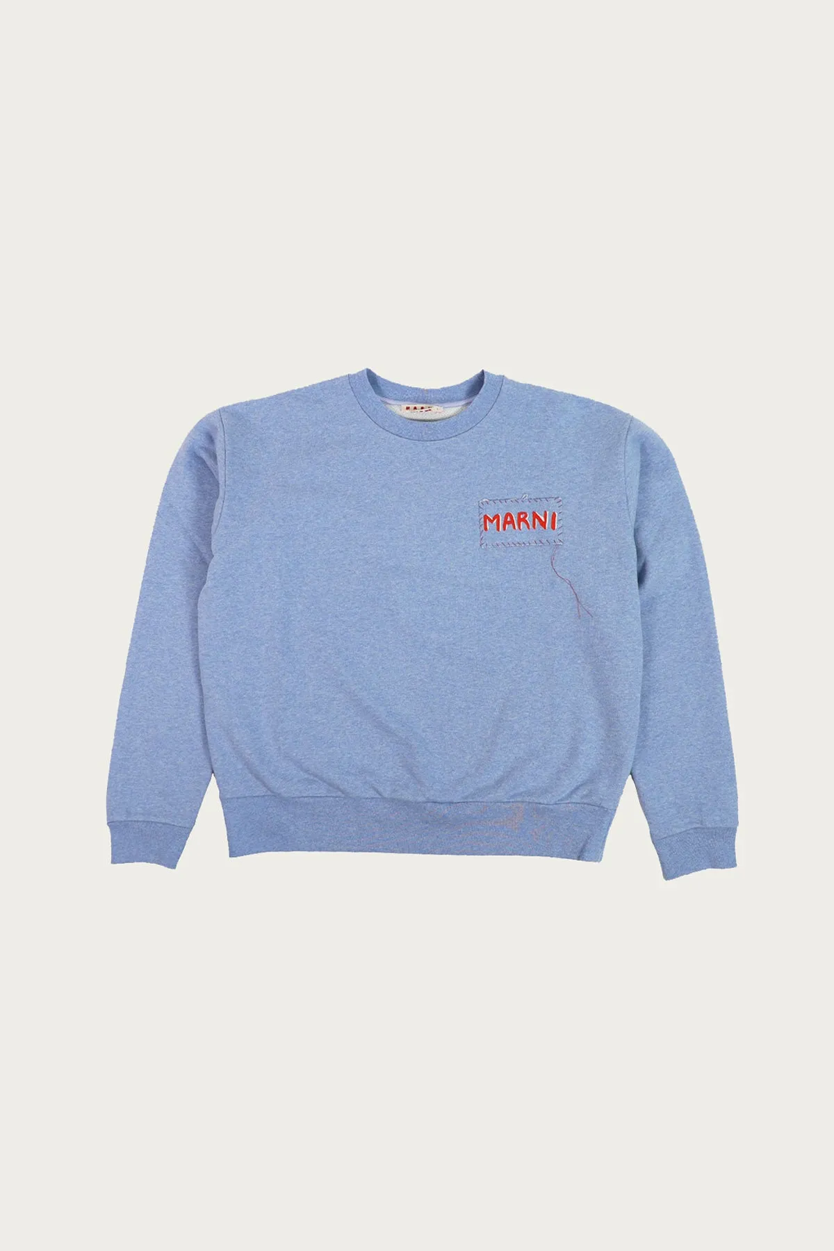 Loopback Cotton Crewneck Sweater - Light Blue