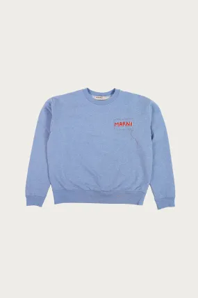 Loopback Cotton Crewneck Sweater - Light Blue