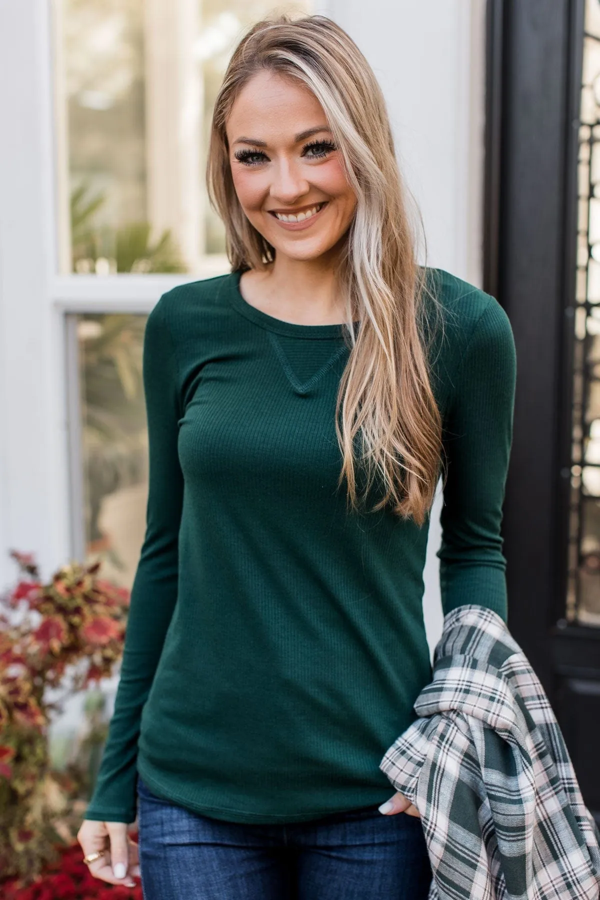 Love You Forever Knit Top- Hunter Green