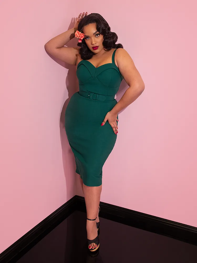 Maneater Wiggle Dress in Spruce Green