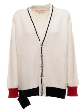 Marni Distressed Logo Patch Knit Cardigan