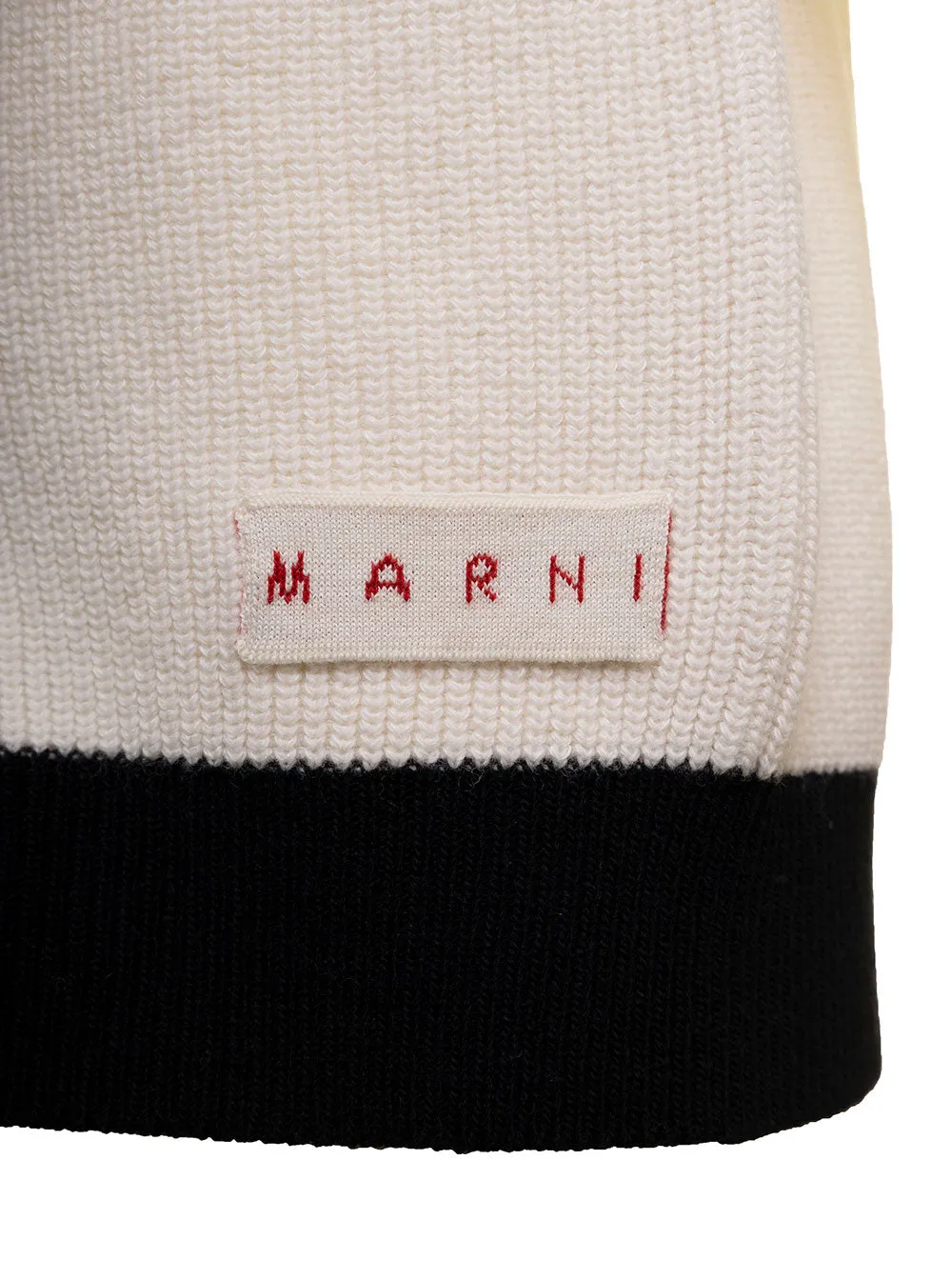 Marni Distressed Logo Patch Knit Cardigan