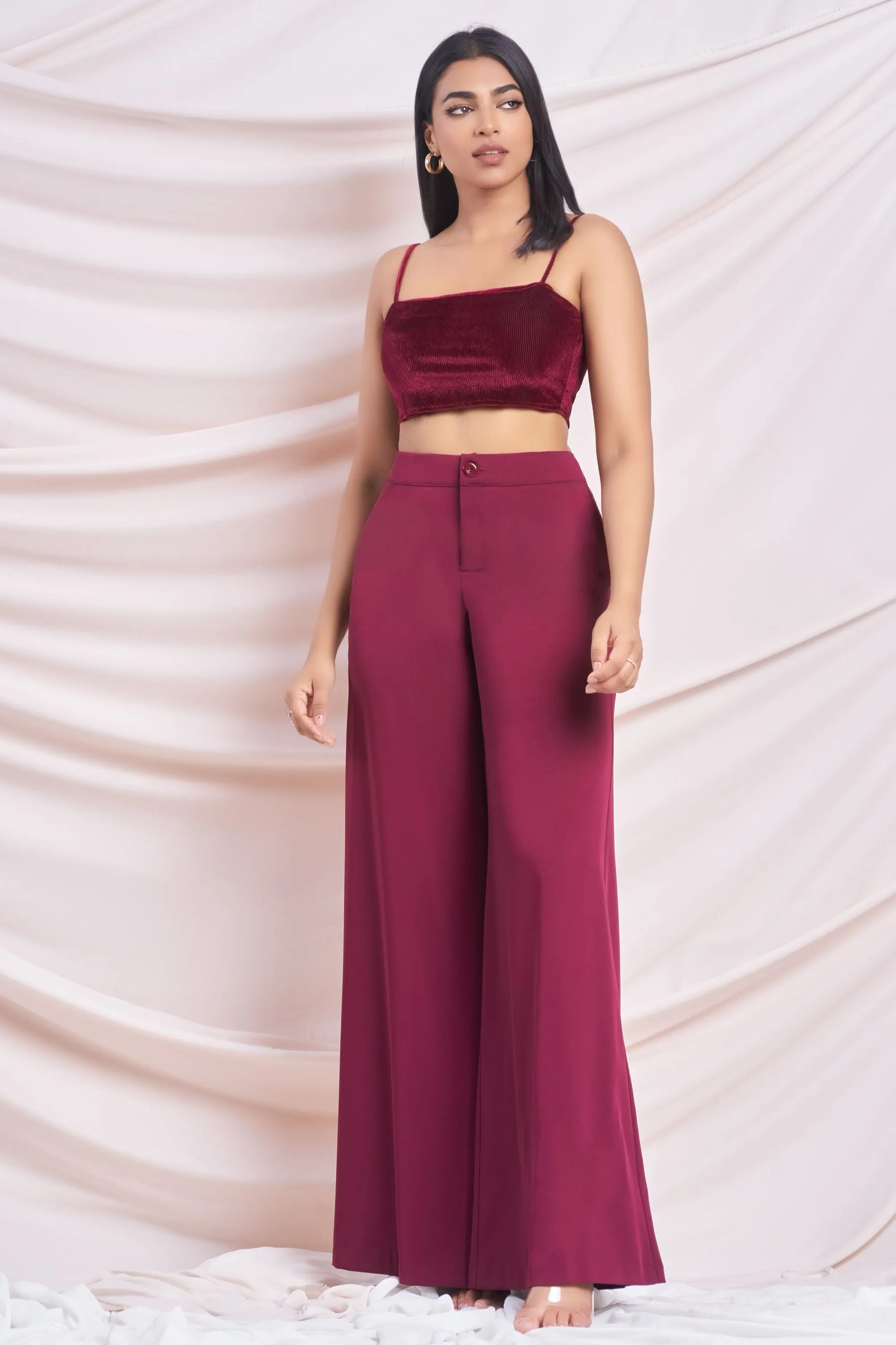 Maroon Wide Leg Pant