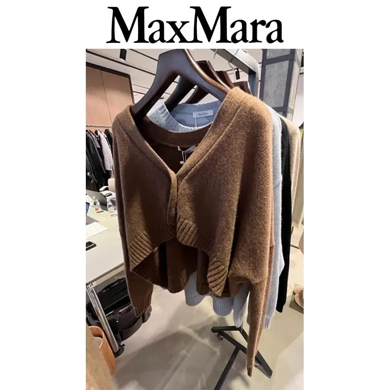 MaxMara  |Casual Style Wool Long Sleeves Plain Cardigans