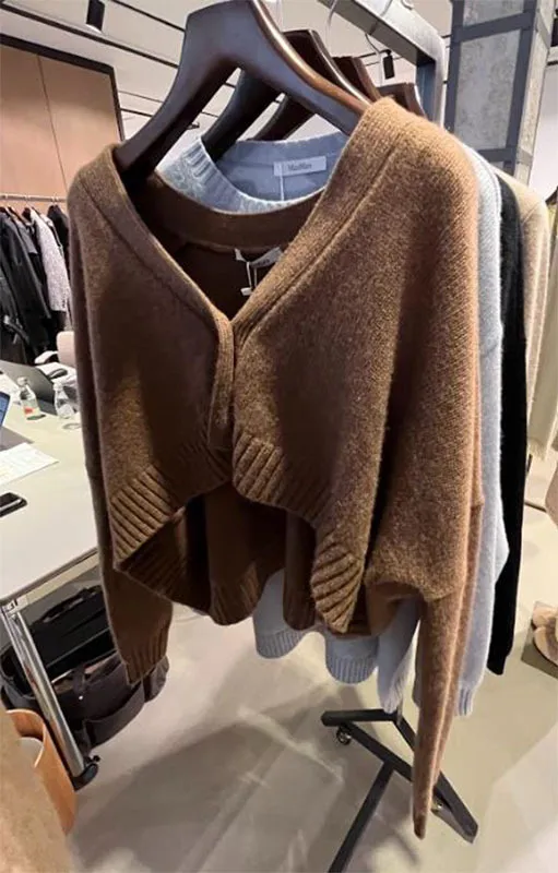 MaxMara  |Casual Style Wool Long Sleeves Plain Cardigans