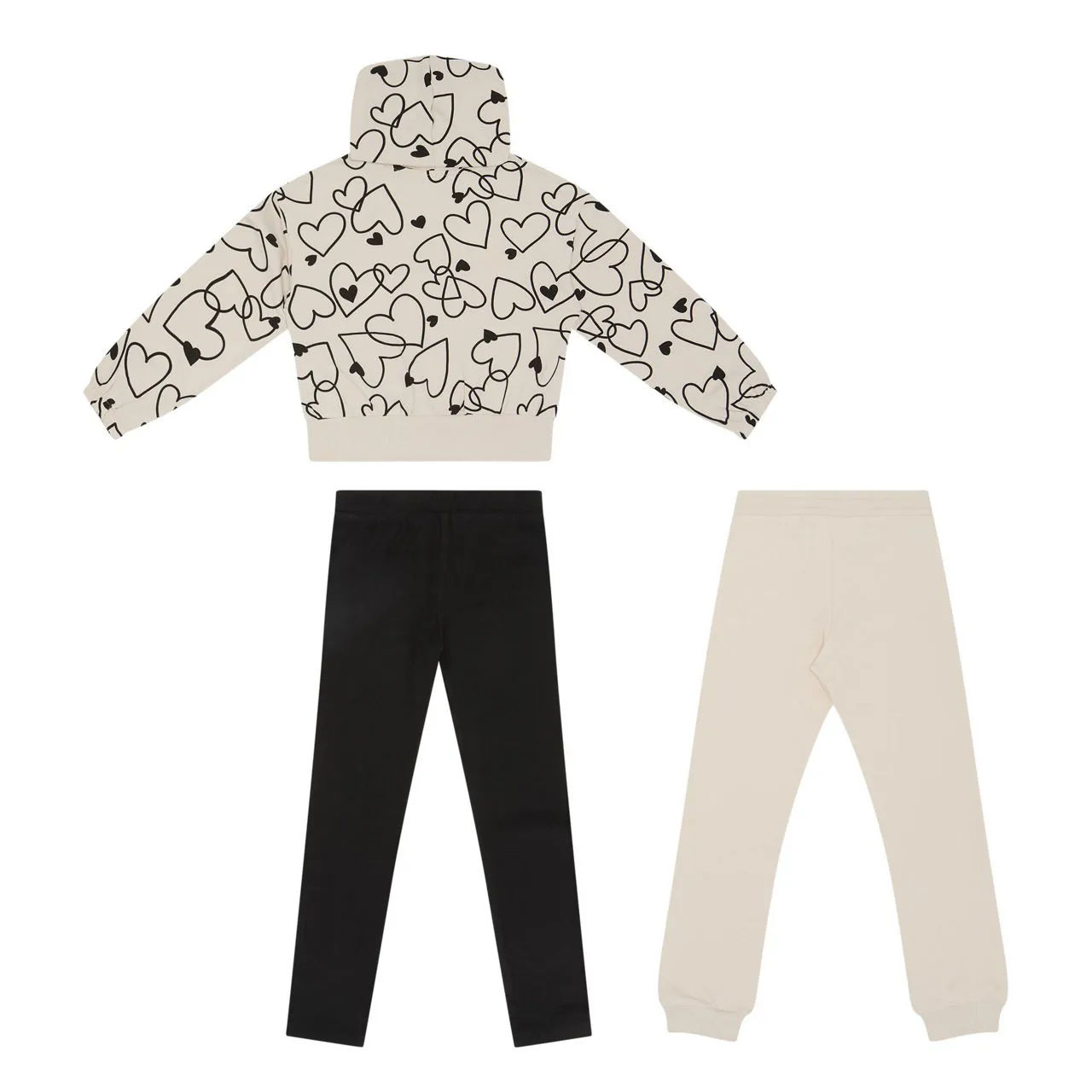 MAYORAL Three-Piece Sweatshirt, Leggings & Sweatpants Set - Cream