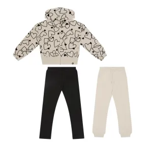 MAYORAL Three-Piece Sweatshirt, Leggings & Sweatpants Set - Cream