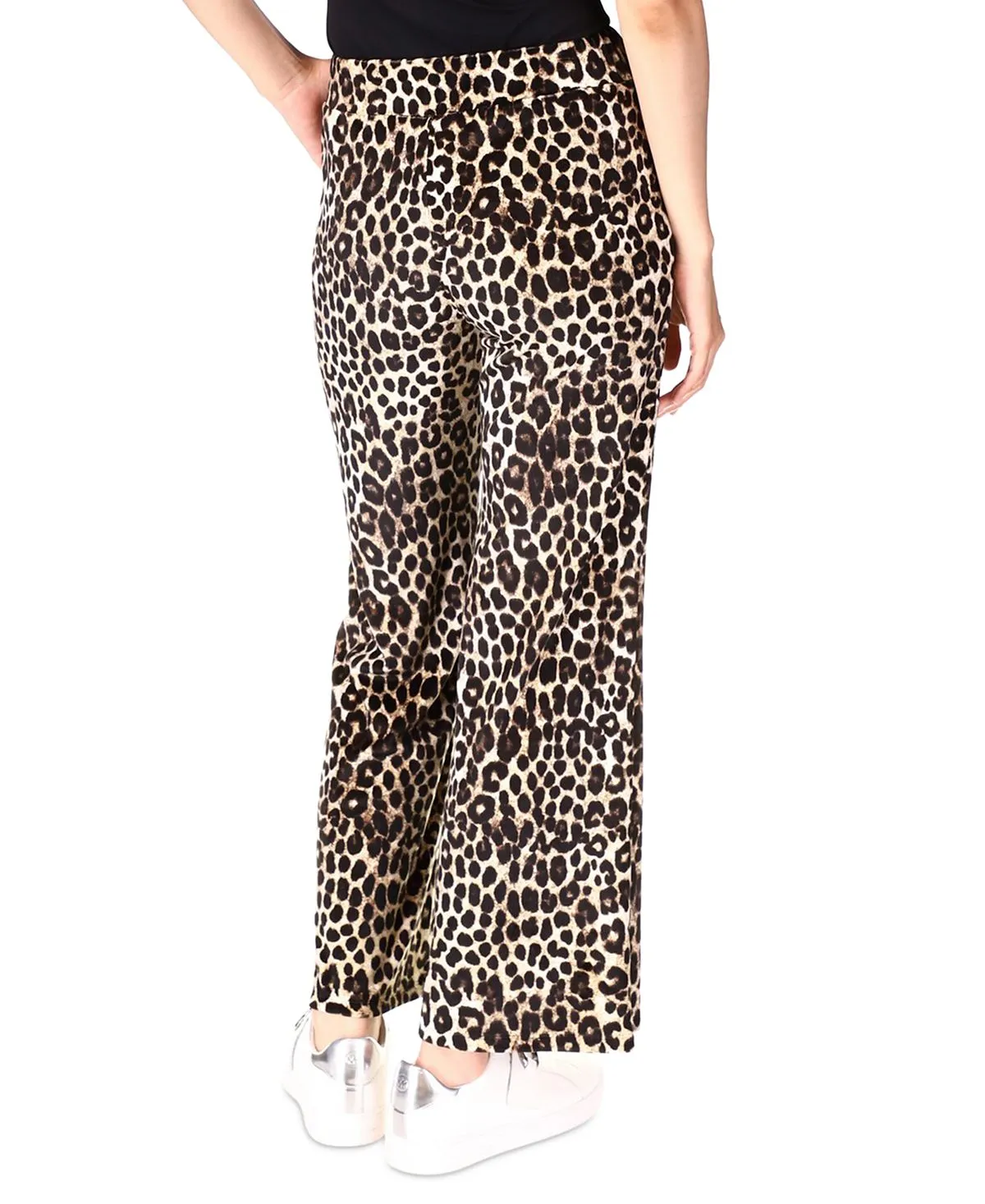 Michael Kors Women's Cheetah Flared Pull On Pants Brown Size Small