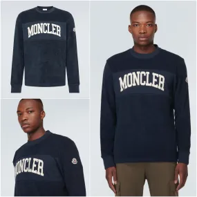 MONCLER  |Crew Neck Pullovers Wool Sweat Blended Fabrics Street Style