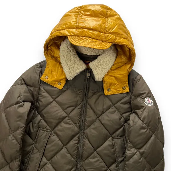 Moncler Shearling Collar Khaki Down Jacket 