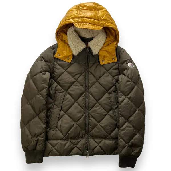 Moncler Shearling Collar Khaki Down Jacket 