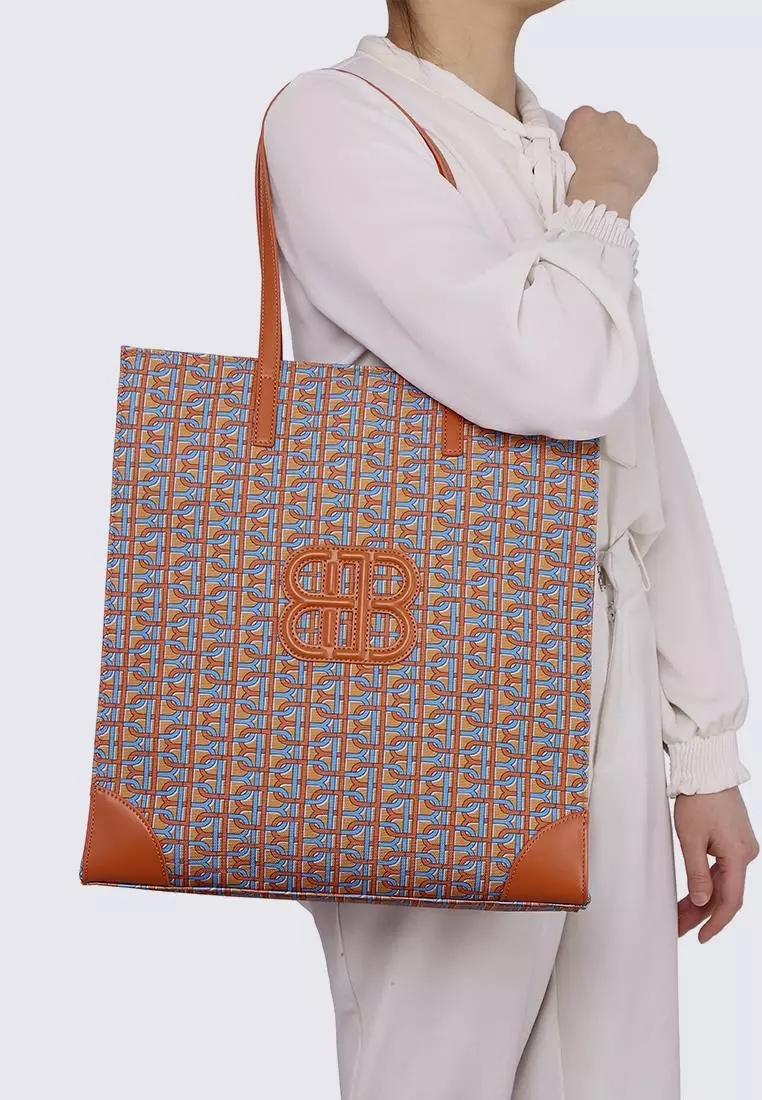 My Ballerine My Ballerine Melitta Printed Tote Bag In Apricot