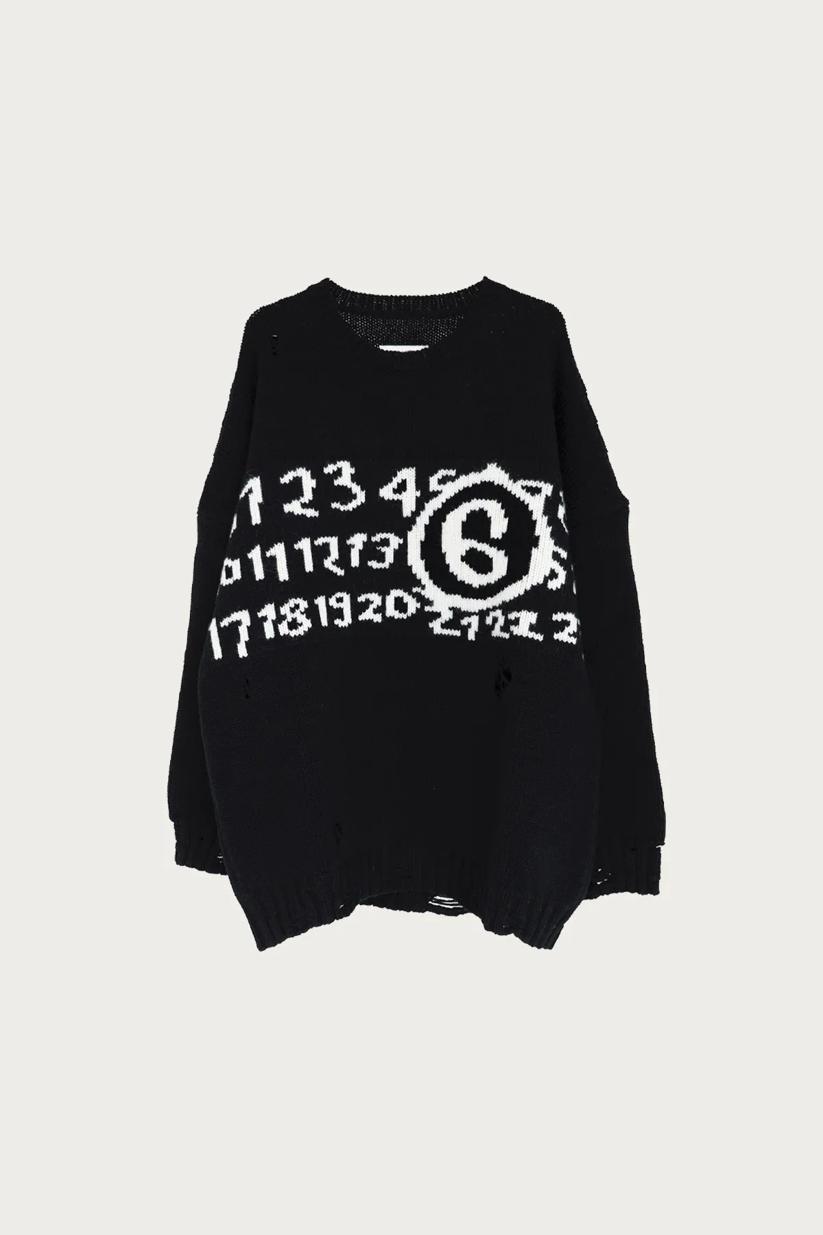 Numbers Knit Sweater - Black/White