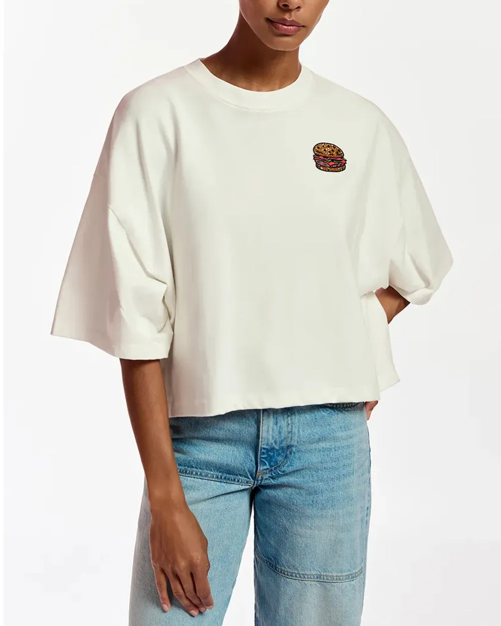 Off White Fuente Hamburger Embroidered T-Shirt