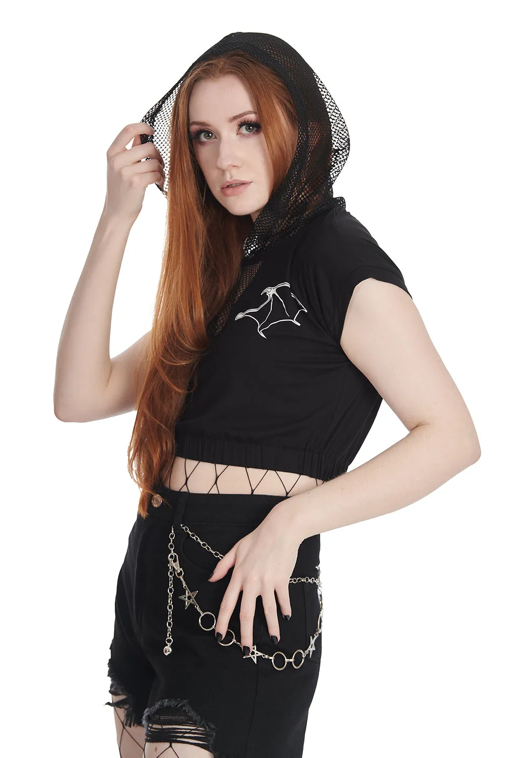 Ombra Net Hooded Crop Top